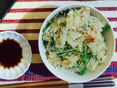 水菜とちりめん山椒の炊き込みご飯